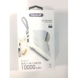 POWER BANK SKYBLUE ULTRA MINI 4 EM 1 CABOS EMBUTIDOS 10000MAH BRANCO POWER BANK SKYBLUE ULTRA MINI 4 EM 1 CABOS EMBUTIDOS 10000MAH BRANCO
